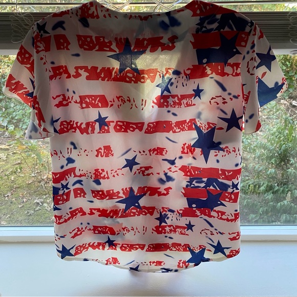 Woman’s Shorts Sleeve Button Down Tie Front Top~Patriot,USA,America,4th July,Etc - Picture 6 of 11